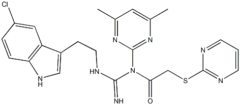 N-[2-(5-CHLORO-1H-INDOL-3-YL)ETHYL]-N'-(4,6-DIMETHYL-2-PYRIMIDINYL)-N'-[2-(2-PYRIMIDINYLSULFANYL)ACETYL]GUANIDINE Struktur