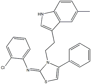 N-[(2E)-3-[2-(5-METHYL-1H-INDOL-3-YL)ETHYL]-4-PHENYL-1,3-THIAZOL-2(3H)-YLIDENE]-N-(2-CHLOROPHENYL)AMINE Struktur