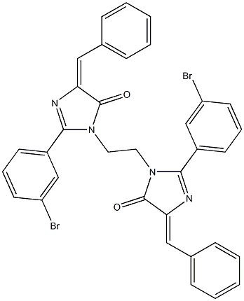 (E)-4-BENZYLIDENE-1-(2-((Z)-4-BENZYLIDENE-2-(3-BROMOPHENYL)-5-OXO-4,5-DIHYDROIMIDAZOL-1-YL)ETHYL)-2-(3-BROMOPHENYL)-1H-IMIDAZOL-5(4H)-ONE Struktur