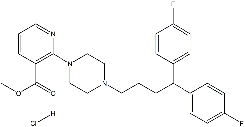 2-(4-[4,4-BIS-(4-FLUORO-PHENYL)-BUTYL]-PIPERAZIN-1-YL)-NICOTINIC ACID METHYL ESTER, HYDROCHLORIDE Struktur