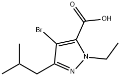 4-BROMO-1-ETHYL-3-(2-METHYLPROPYL)-1H-PYRAZOLE-5-CARBOXYLIC ACID Struktur