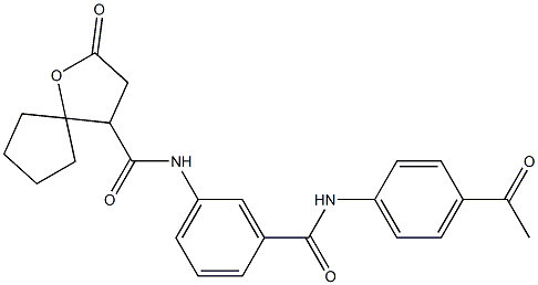 N-{3-[(4-ACETYLANILINO)CARBONYL]PHENYL}-2-OXO-1-OXASPIRO[4.4]NONANE-4-CARBOXAMIDE Struktur