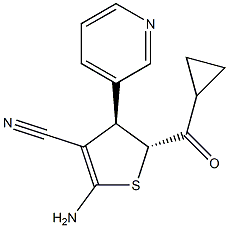 (4R,5R)-2-AMINO-5-(CYCLOPROPYLCARBONYL)-4-(3-PYRIDYL)-4,5-DIHYDRO-3-THIOPHENECARBONITRILE Struktur