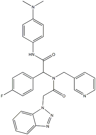 2-(2-(1H-BENZO[D][1,2,3]TRIAZOL-1-YL)-N-(PYRIDIN-3-YLMETHYL)ACETAMIDO)-N-(4-(DIMETHYLAMINO)PHENYL)-2-(4-FLUOROPHENYL)ACETAMIDE Struktur