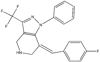 7-(E)-P-FLUOROBENZYLIDENE-4,5,6,7-TETRAHYDRO-1-PHENYL-3-(TRIFLUOROMETHYL)PYRAZOLO-[4,3-C]-PYRIDINE Struktur