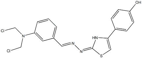 3-[BIS(CHLOROMETHYL)AMINO]BENZALDEHYDE [(2E)-4-(4-HYDROXYPHENYL)-1,3-THIAZOL-2(3H)-YLIDENE]HYDRAZONE Struktur