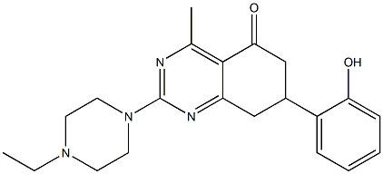 2-(4-ETHYL-1-PIPERAZINYL)-7-(2-HYDROXYPHENYL)-4-METHYL-7,8-DIHYDRO-5(6H)-QUINAZOLINONE Struktur