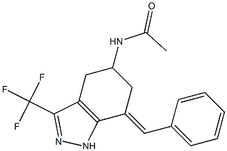 5-ACETYLAMINO-7-(E)-BENZYLIDENE-4,5,6,7-TETRAHYDRO-3-TRIFLUOROMETHYL-1H-INDAZOLE Struktur