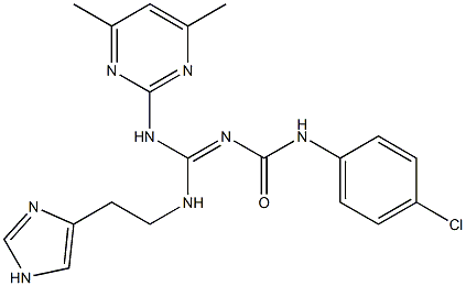 N-(4-CHLOROPHENYL)-N'-((1E)-[(4,6-DIMETHYLPYRIMIDIN-2-YL)AMINO]{[2-(1H-IMIDAZOL-4-YL)ETHYL]AMINO}METHYLENE)UREA Struktur