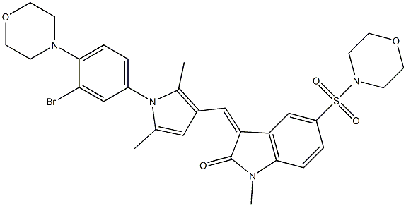 (Z)-3-((1-(3-BROMO-4-MORPHOLINOPHENYL)-2,5-DIMETHYL-1H-PYRROL-3-YL)METHYLENE)-1-METHYL-5-(MORPHOLINOSULFONYL)INDOLIN-2-ONE Struktur