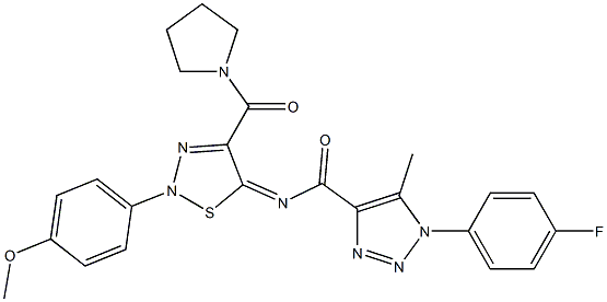 (Z)-1-(4-FLUOROPHENYL)-N-(2-(4-METHOXYPHENYL)-4-(PYRROLIDINE-1-CARBONYL)-1,2,3-THIADIAZOL-5(2H)-YLIDENE)-5-METHYL-1H-1,2,3-TRIAZOLE-4-CARBOXAMIDE Struktur