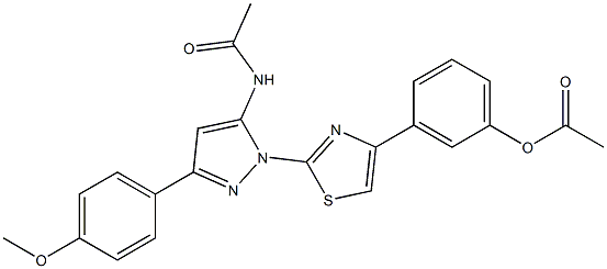 3-{2-[5-(ACETYLAMINO)-3-(4-METHOXYPHENYL)-1H-PYRAZOL-1-YL]-1,3-THIAZOL-4-YL}PHENYL ACETATE Struktur