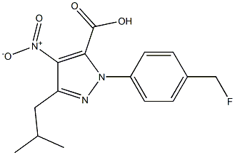 1-[(4-FLUOROMETHYL)PHENYL]-3-(2-METHYLPROPYL)-4-NITRO-1H-PYRAZOLE-5-CARBOXYLIC ACID Struktur