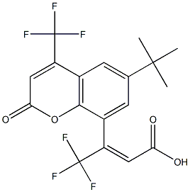 6-TERT-BUTYL-8-(2-CARBOXY-1-TRIFLUOROMETHYL-(E)-ETHENYL)-4-(TRIFLUOROMETHYL)COUMARIN Struktur