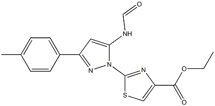 ETHYL 2-[5-(FORMYLAMINO)-3-(4-METHYLPHENYL)-1H-PYRAZOL-1-YL]-1,3-THIAZOLE-4-CARBOXYLATE Struktur