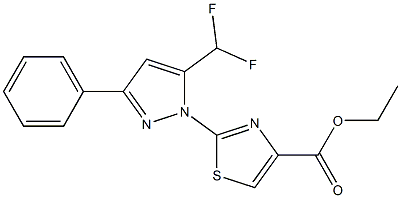 ETHYL 2-[5-(DIFLUOROMETHYL)-3-PHENYL-1H-PYRAZOL-1-YL]-1,3-THIAZOLE-4-CARBOXYLATE Struktur