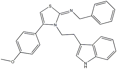 N-[(2E)-3-[2-(1H-INDOL-3-YL)ETHYL]-4-(4-METHOXYPHENYL)-1,3-THIAZOL-2(3H)-YLIDENE]-N-BENZYLAMINE Struktur