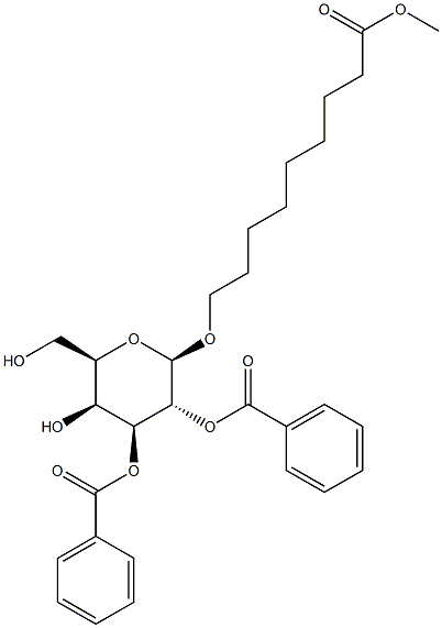 8-METHOXYCARBONYL-OCT-1-YL 2,3-DI-O-BENZOYL-BETA-D-GALACTOPYRANOSIDE Struktur