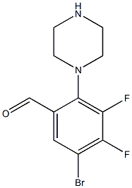 5-BROMO-3,4-DIFLUORO-2-PIPERAZIN-1-YL-BENZALDEHYDE Struktur