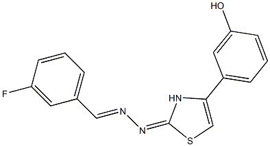 3-FLUOROBENZALDEHYDE [(2E)-4-(3-HYDROXYPHENYL)-1,3-THIAZOL-2(3H)-YLIDENE]HYDRAZONE Struktur