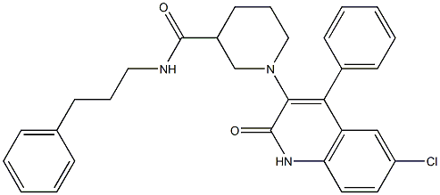 1-(6-CHLORO-2-OXO-4-PHENYL-1,2-DIHYDRO-3-QUINOLINYL)-N-(3-PHENYLPROPYL)-3-PIPERIDINECARBOXAMIDE Struktur