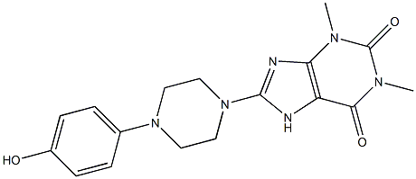 8-[4-(4-HYDROXYPHENYL)PIPERAZIN-1-YL]-1,3-DIMETHYL-3,7-DIHYDRO-1H-PURINE-2,6-DIONE Struktur