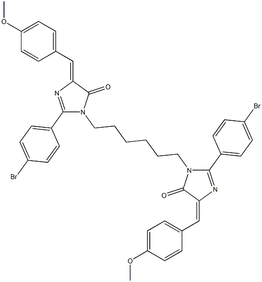 (Z)-2-(4-BROMOPHENYL)-1-(6-((E)-2-(4-BROMOPHENYL)-4-(4-METHOXYBENZYLIDENE)-5-OXO-4,5-DIHYDROIMIDAZOL-1-YL)HEXYL)-4-(4-METHOXYBENZYLIDENE)-1H-IMIDAZOL-5(4H)-ONE Struktur