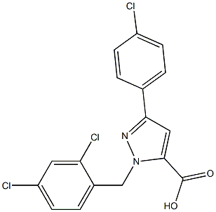 1-(2,4-DICHLOROBENZYL)-3-(4-CHLOROPHENYL)-1H-PYRAZOLE-5-CARBOXYLIC ACID Struktur