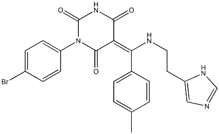 1-(4-BROMOPHENYL)-5-[(E)-{[2-(1H-IMIDAZOL-5-YL)ETHYL]AMINO}(4-METHYLPHENYL)METHYLIDENE]-2,4,6(1H,3H,5H)-PYRIMIDINETRIONE Struktur