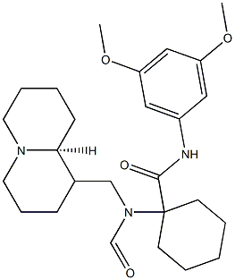 (S)-N-(3,5-DIMETHOXYPHENYL)-1-(N-((OCTAHYDRO-1H-QUINOLIZIN-1-YL)METHYL)FORMAMIDO)CYCLOHEXANECARBOXAMIDE Struktur