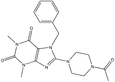 8-(4-ACETYLPIPERAZIN-1-YL)-7-BENZYL-1,3-DIMETHYL-3,7-DIHYDRO-1H-PURINE-2,6-DIONE Struktur