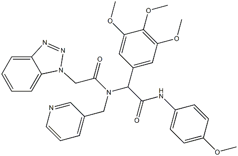 2-(2-(1H-BENZO[D][1,2,3]TRIAZOL-1-YL)-N-(PYRIDIN-3-YLMETHYL)ACETAMIDO)-N-(4-METHOXYPHENYL)-2-(3,4,5-TRIMETHOXYPHENYL)ACETAMIDE Struktur