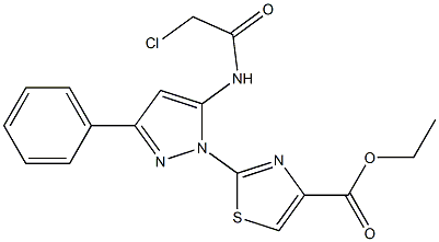 ETHYL 2-{5-[(CHLOROACETYL)AMINO]-3-PHENYL-1H-PYRAZOL-1-YL}-1,3-THIAZOLE-4-CARBOXYLATE Struktur