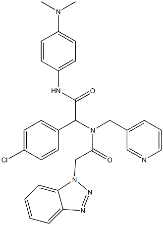 2-(2-(1H-BENZO[D][1,2,3]TRIAZOL-1-YL)-N-(PYRIDIN-3-YLMETHYL)ACETAMIDO)-2-(4-CHLOROPHENYL)-N-(4-(DIMETHYLAMINO)PHENYL)ACETAMIDE Struktur