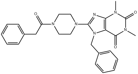 7-BENZYL-1,3-DIMETHYL-8-[4-(PHENYLACETYL)PIPERAZIN-1-YL]-3,7-DIHYDRO-1H-PURINE-2,6-DIONE Struktur