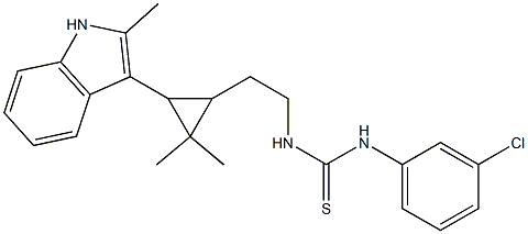 N-(3-CHLOROPHENYL)-N'-{2-[2,2-DIMETHYL-3-(2-METHYL-1H-INDOL-3-YL)CYCLOPROPYL]ETHYL}THIOUREA Struktur