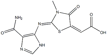 (2Z)-((2Z)-2-{[4-(AMINOCARBONYL)-1H-IMIDAZOL-5-YL]IMINO}-3-METHYL-4-OXO-1,3-THIAZOLIDIN-5-YLIDENE)ACETIC ACID Struktur