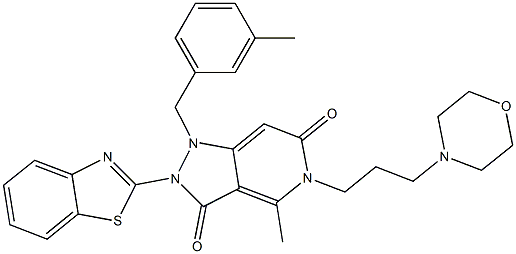 2-(BENZO[D]THIAZOL-2-YL)-4-METHYL-1-(3-METHYLBENZYL)-5-(3-MORPHOLINOPROPYL)-1,2-DIHYDRO-5H-PYRAZOLO[4,3-C]PYRIDINE-3,6-DIONE Struktur