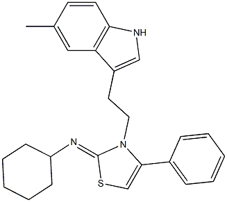 N-[3-[2-(5-METHYL-1H-INDOL-3-YL)ETHYL]-4-PHENYL-1,3-THIAZOL-2(3H)-YLIDENE]CYCLOHEXANAMINE Struktur