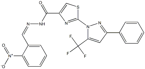 N'-[(1Z)-(2-NITROPHENYL)METHYLENE]-2-[3-PHENYL-5-(TRIFLUOROMETHYL)-1H-PYRAZOL-1-YL]-1,3-THIAZOLE-4-CARBOHYDRAZIDE Struktur