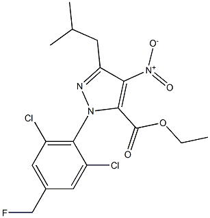 1-[2,6-DICHLORO-4-(FLUOROMETHYL)PHENYL]-3-(2-METHYLPROPYL)-4-NITRO-1H-PYRAZOLE-5-CARBOXYLIC ACID ETHYL ESTER Struktur