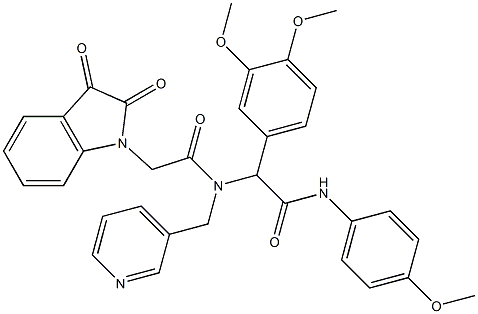 2-(3,4-DIMETHOXYPHENYL)-2-(2-(2,3-DIOXOINDOLIN-1-YL)-N-(PYRIDIN-3-YLMETHYL)ACETAMIDO)-N-(4-METHOXYPHENYL)ACETAMIDE Struktur