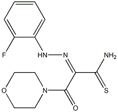 (2E)-2-[(2-FLUOROPHENYL)HYDRAZONO]-3-MORPHOLIN-4-YL-3-OXOPROPANETHIOAMIDE Struktur