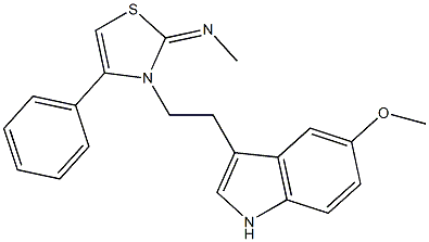 N-[(2E)-3-[2-(5-METHOXY-1H-INDOL-3-YL)ETHYL]-4-PHENYL-1,3-THIAZOL-2(3H)-YLIDENE]-N-METHYLAMINE Struktur