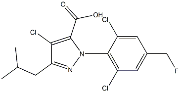 4-CHLORO-1-[2,6-DICHLORO-4-(FLUOROMETHYL)PHENYL]-3-(2-METHYLPROPYL)-1H-PYRAZOLE-5-CARBOXYLIC ACID Struktur