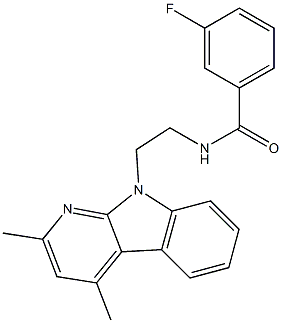 N-[2-(2,4-DIMETHYL-9H-PYRIDO[2,3-B]INDOL-9-YL)ETHYL]-3-FLUOROBENZAMIDE Struktur