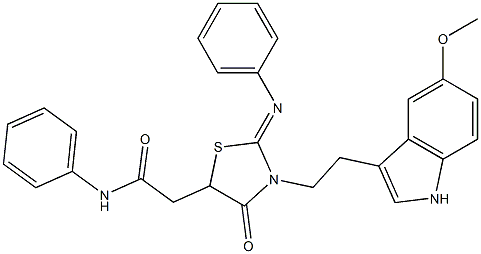 2-[3-[2-(5-METHOXY-1H-INDOL-3-YL)ETHYL]-4-OXO-2-(PHENYLIMINO)-1,3-THIAZOLIDIN-5-YL]-N-PHENYLACETAMIDE Struktur