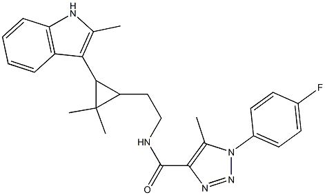 N-{2-[2,2-DIMETHYL-3-(2-METHYL-1H-INDOL-3-YL)CYCLOPROPYL]ETHYL}-1-(4-FLUOROPHENYL)-5-METHYL-1H-1,2,3-TRIAZOLE-4-CARBOXAMIDE Struktur