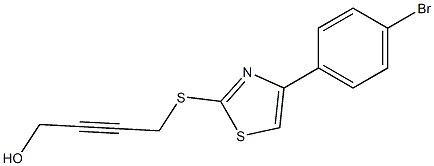 4-([4-(4-BROMOPHENYL)-1,3-THIAZOL-2-YL]THIO)BUT-2-YN-1-OL Struktur