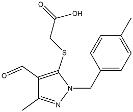 [[4-FORMYL-3-METHYL-1-(4-METHYLBENZYL)-1H-PYRAZOL-5-YL]THIO]ACETIC ACID Struktur